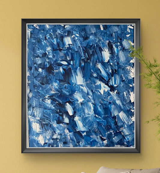 Ocean Whispers – Blue Abstract Acrylic Painting (50x60 cm)”